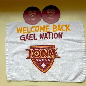 Iona Gaels coasters and towel